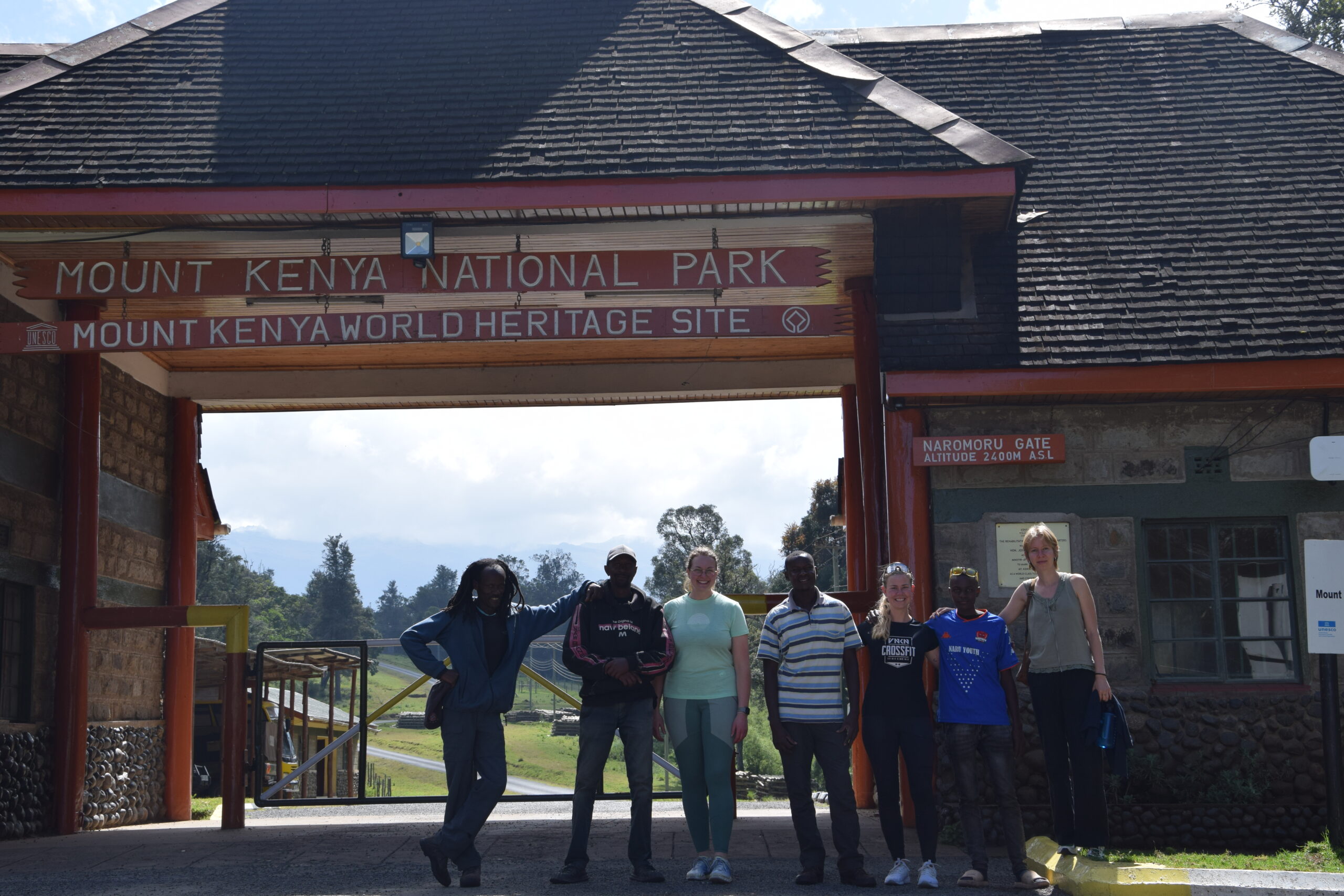 Mount Kenya trekking route through alpine moorland with peaks on horizon