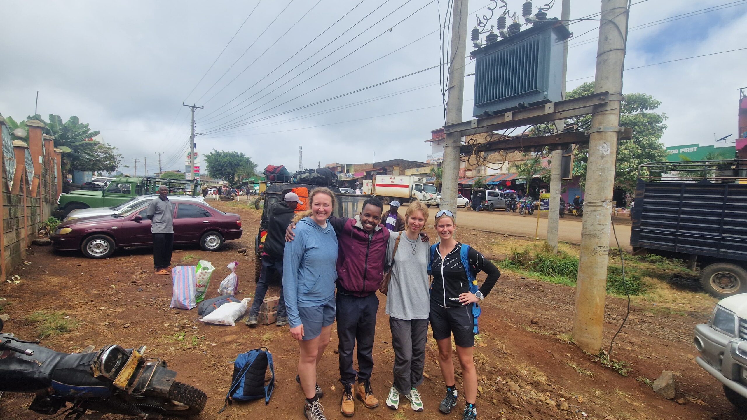 Trekkers on Mount Kenya trekking expedition with mountain views