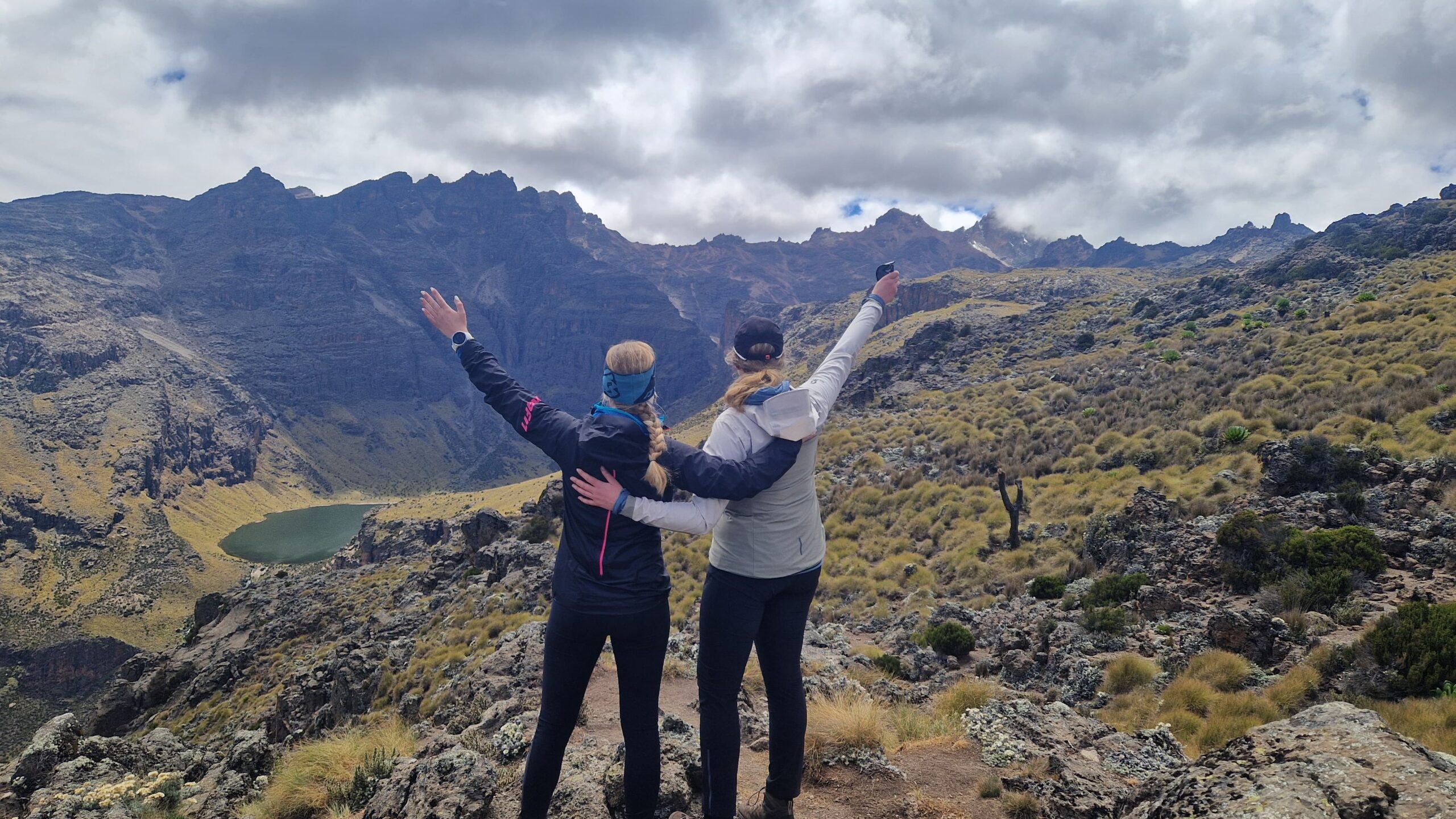Sunrise over Gorges Valley on Mount Kenya trekking descent route