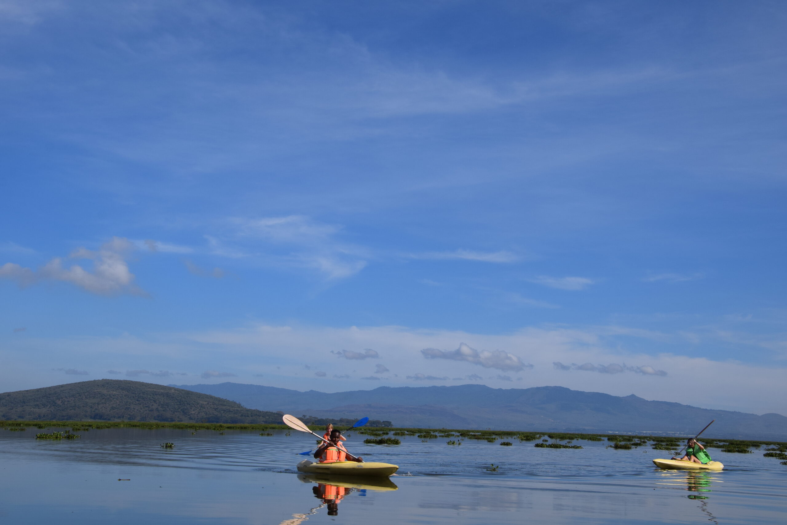 Kayaking on Lake Naivasha at sunrise